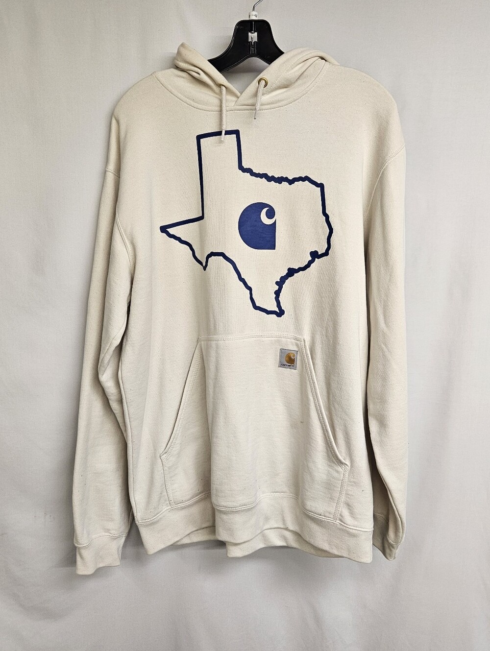 Carhartt TEXAS Sweatshirt Mens Medium Cream White Hoodie Pullover Loose Fit